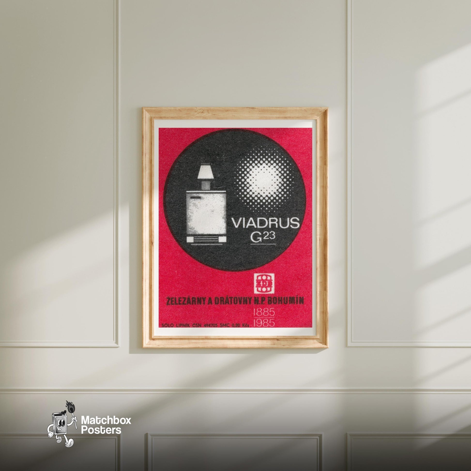 Modernist Design - vintage matchbox label print - bedroom mockup
