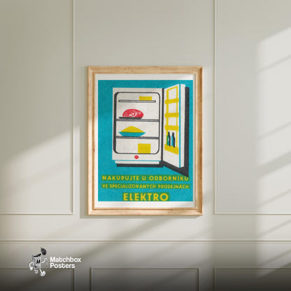 Open Refrigerator - vintage matchbox label print - bedroom mockup