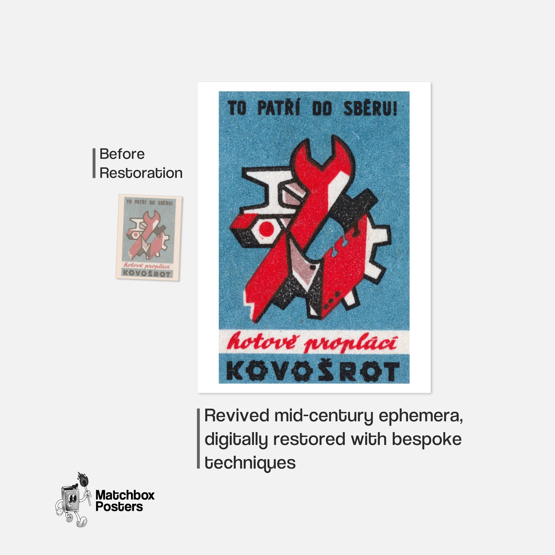 Collect Scrap Iron - vintage matchbox label print - framed wall art preview