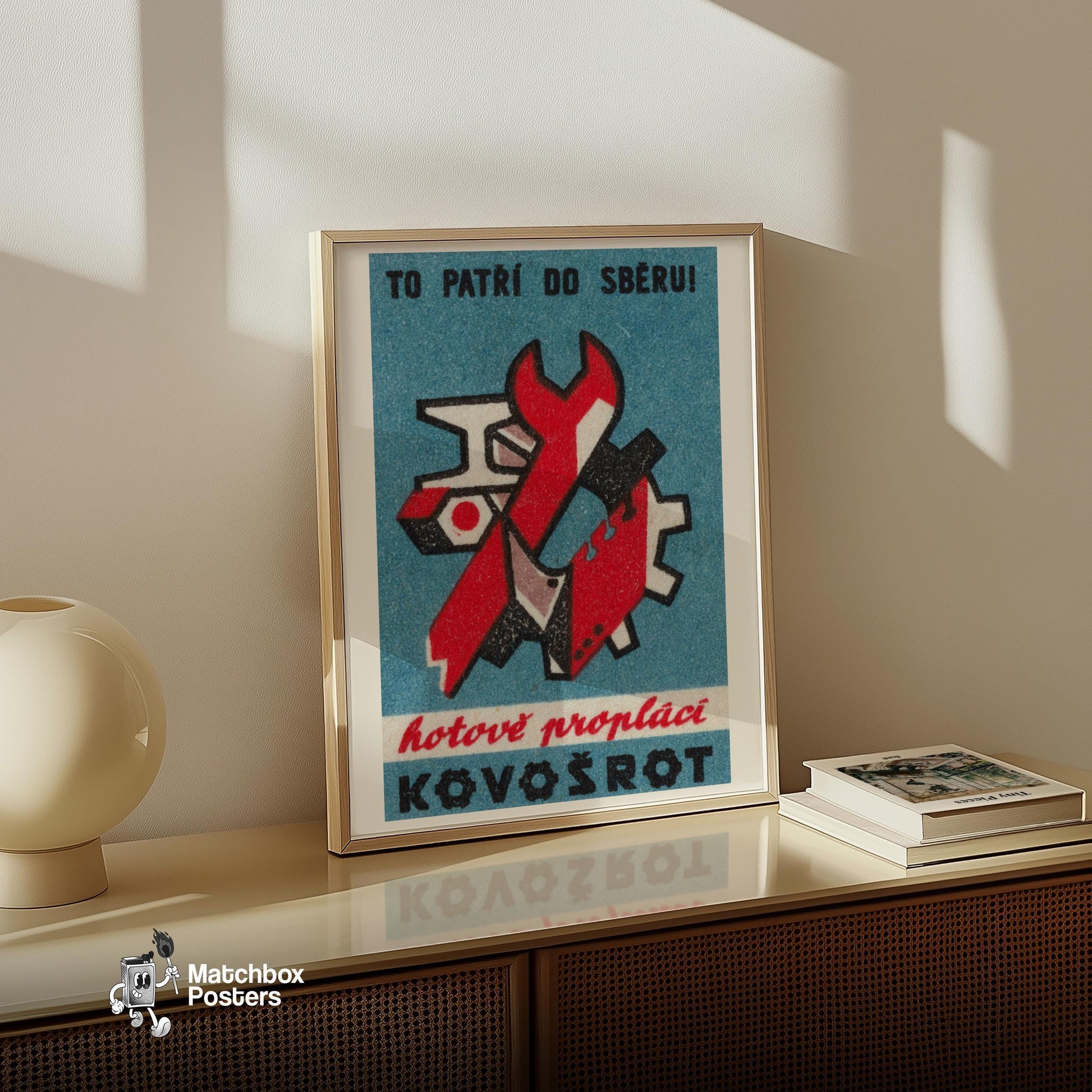 Collect Scrap Iron - vintage matchbox label print - size comparison