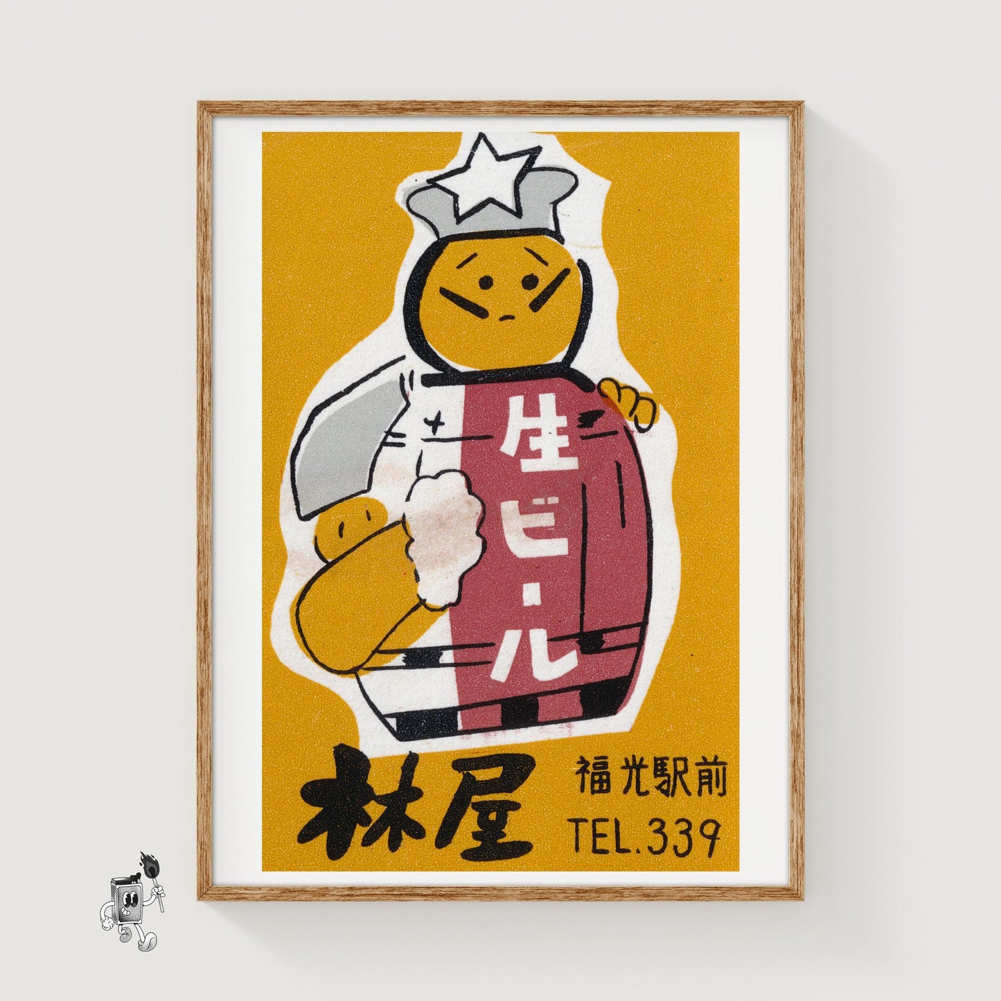 Man with Beer Mug - vintage matchbox label print