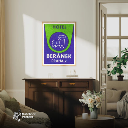 Ram Hotel - vintage matchbox label print - living room mockup