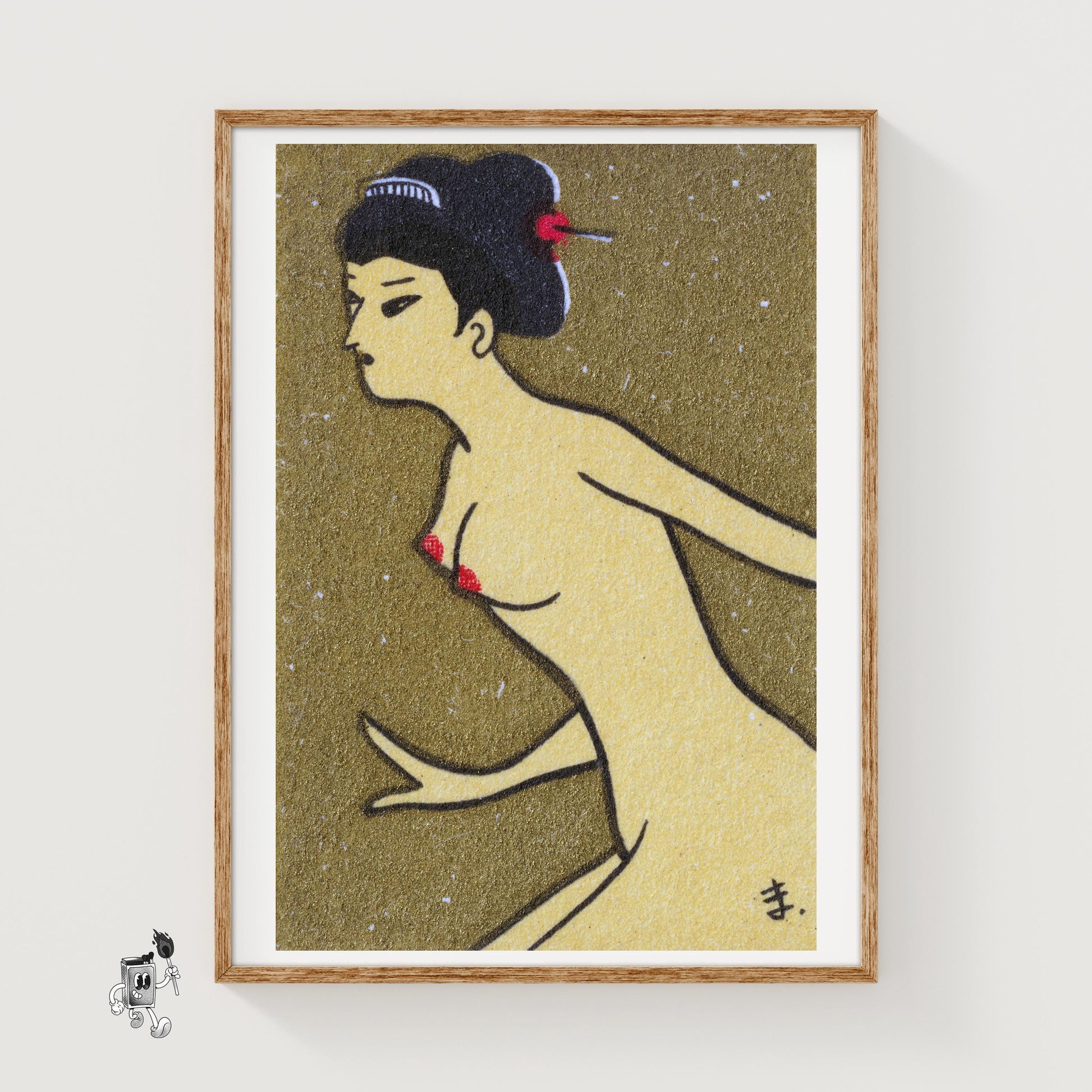 Japanese Woman - vintage matchbox label print