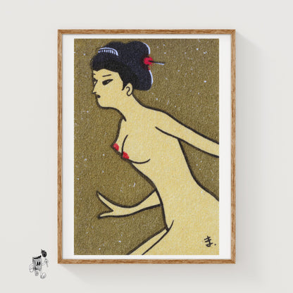 Japanese Woman - vintage matchbox label print