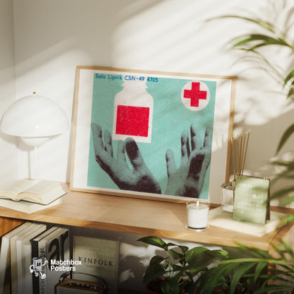 Blood Donation - vintage matchbox label print - office wall
