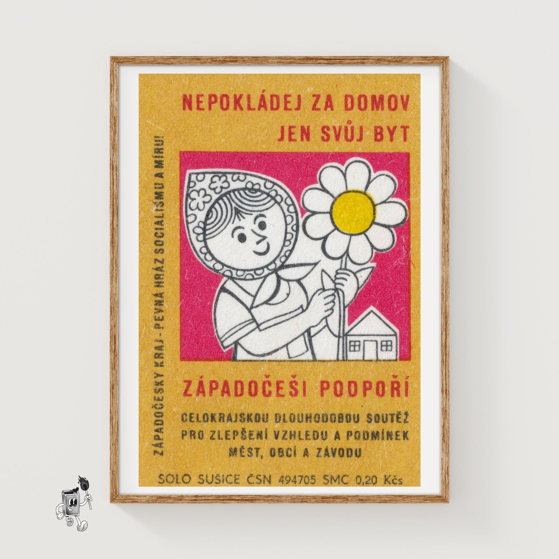 Woman Gardening - vintage matchbox label print