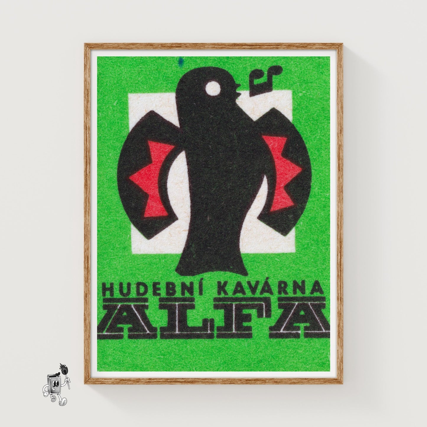 Stylized Bird - vintage matchbox label print