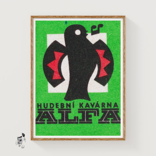 Stylized Bird - vintage matchbox label print