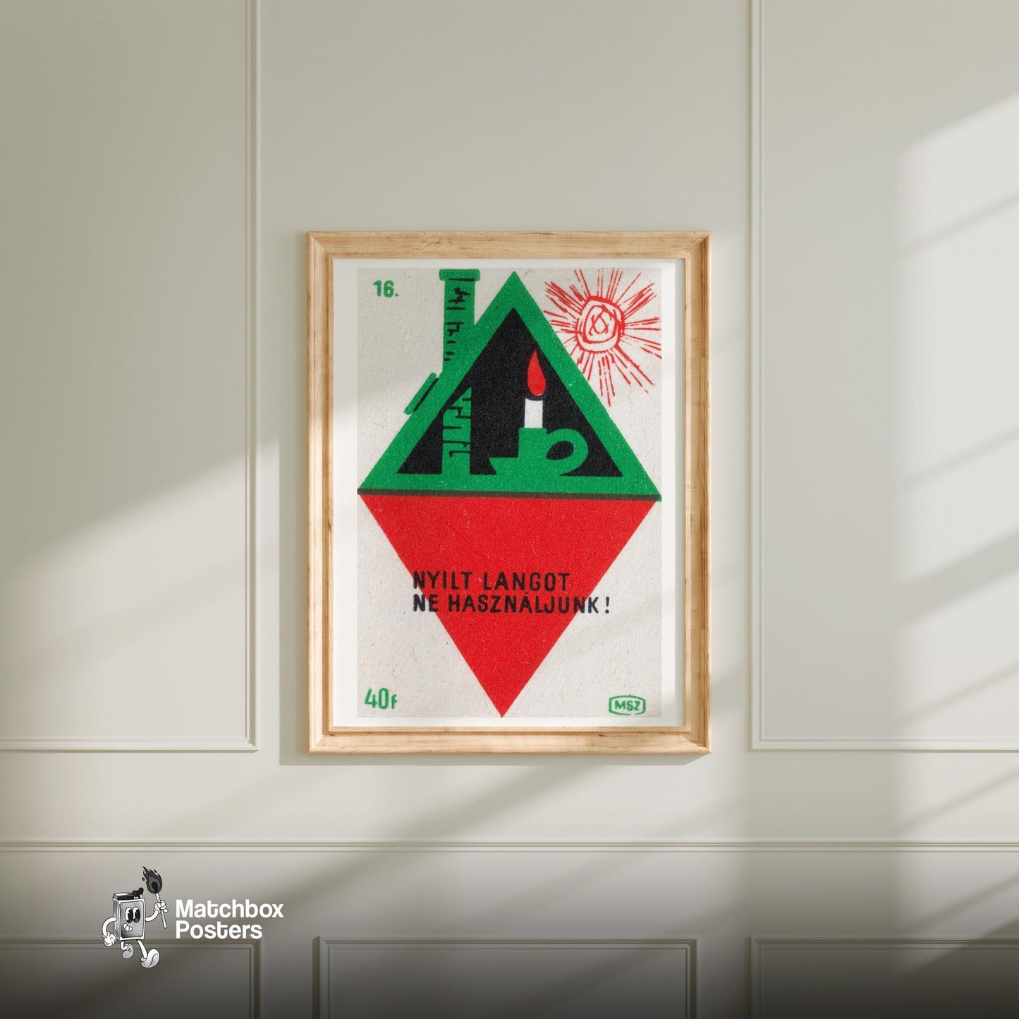 Lit Candle in Attic - vintage matchbox label print - bedroom mockup