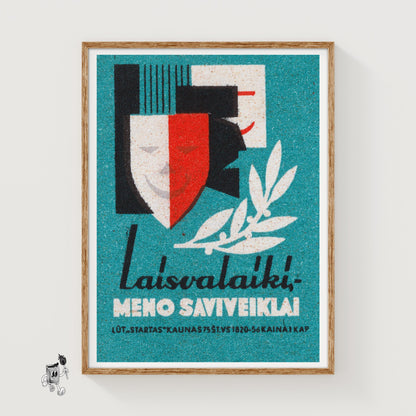 Theatrical Masks - vintage matchbox label print