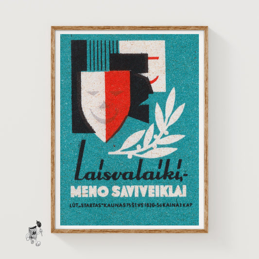 Theatrical Masks - vintage matchbox label print