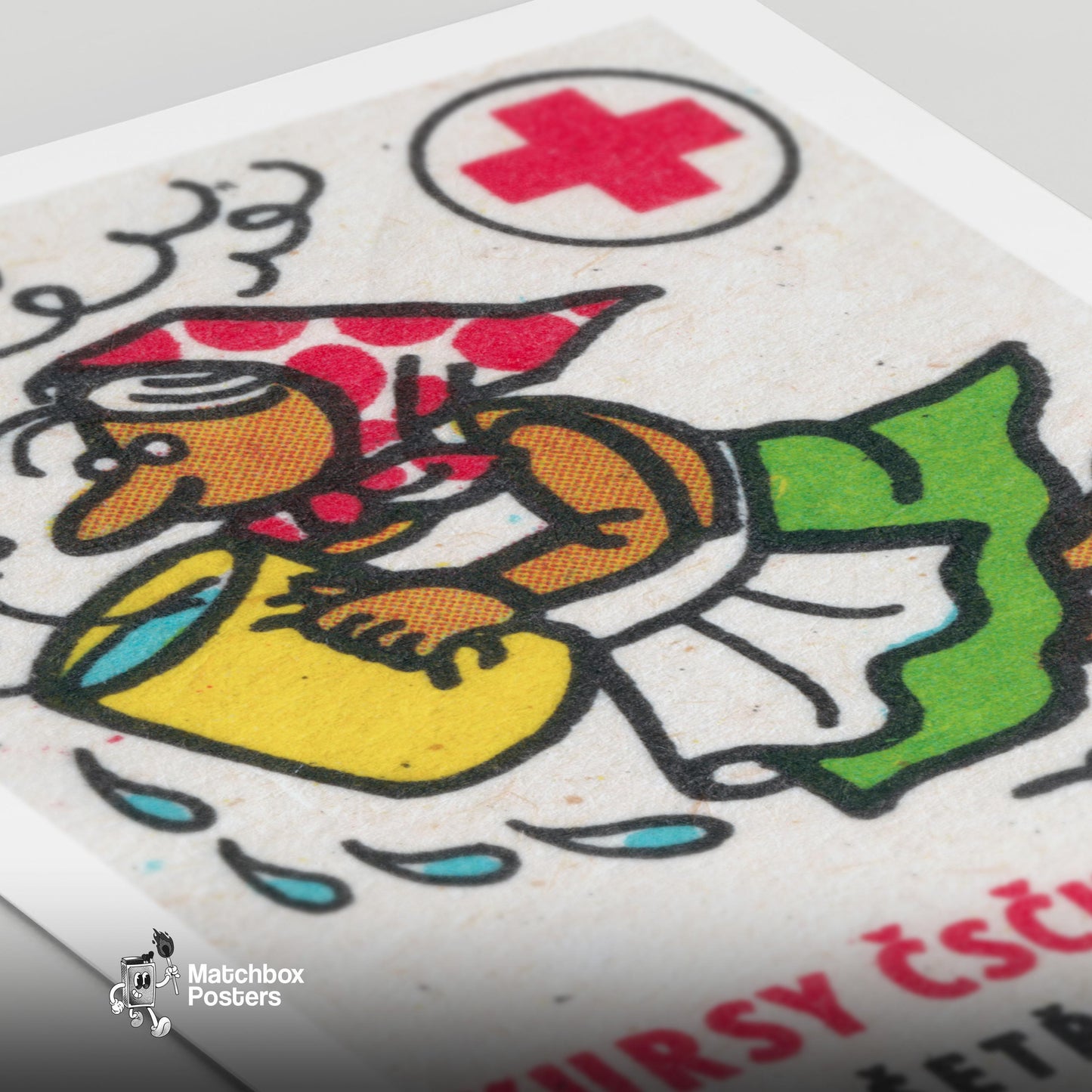 First Aid Training - vintage matchbox label print - close-up detail