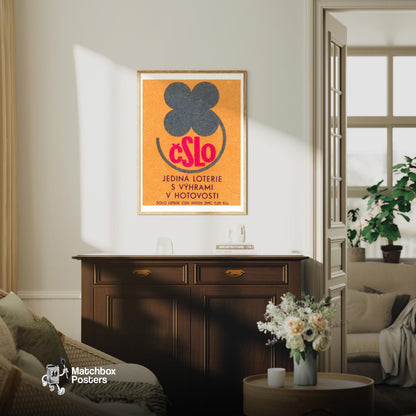 Lottery With Cash Prize - vintage matchbox label print - living room mockup
