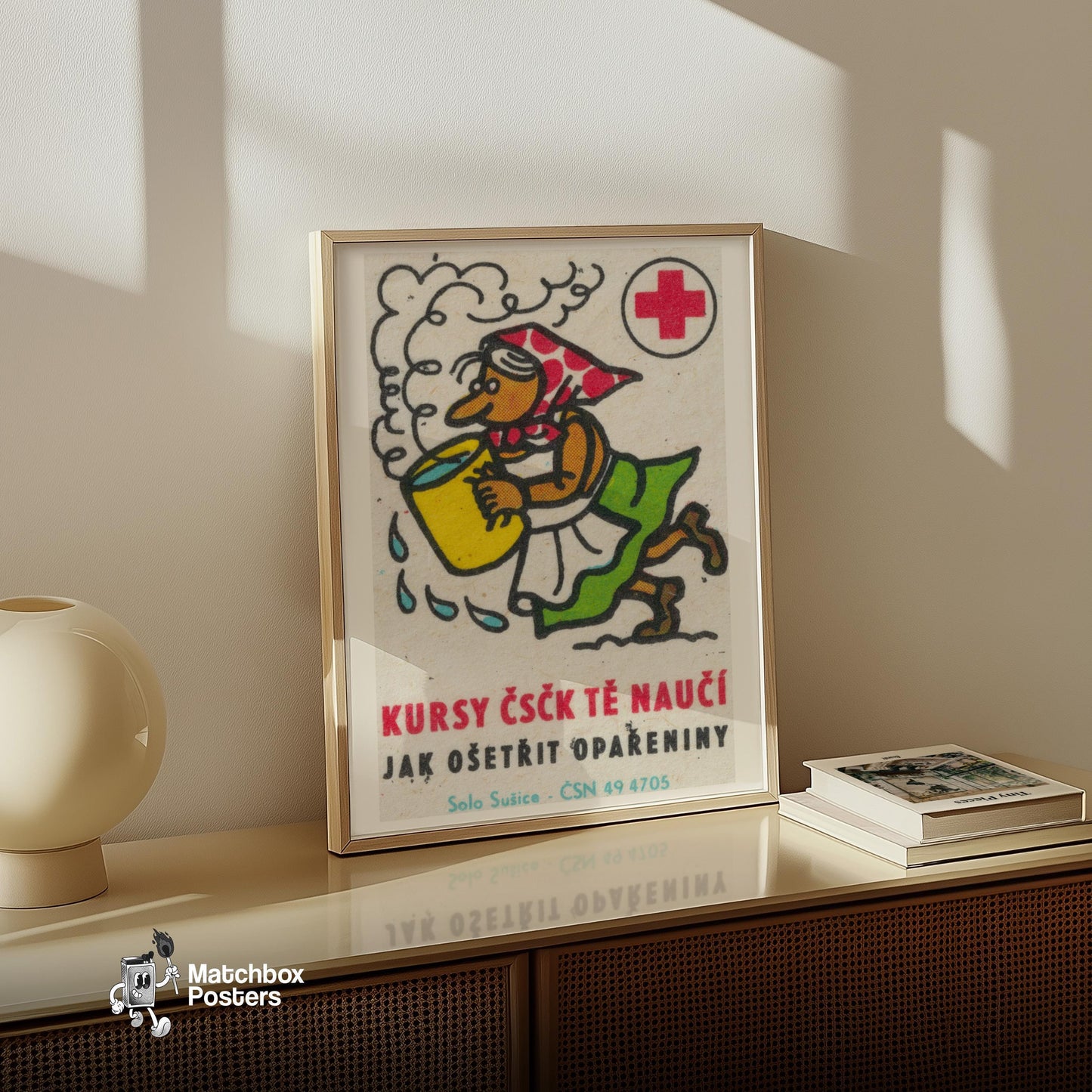 First Aid Training - vintage matchbox label print - size comparison