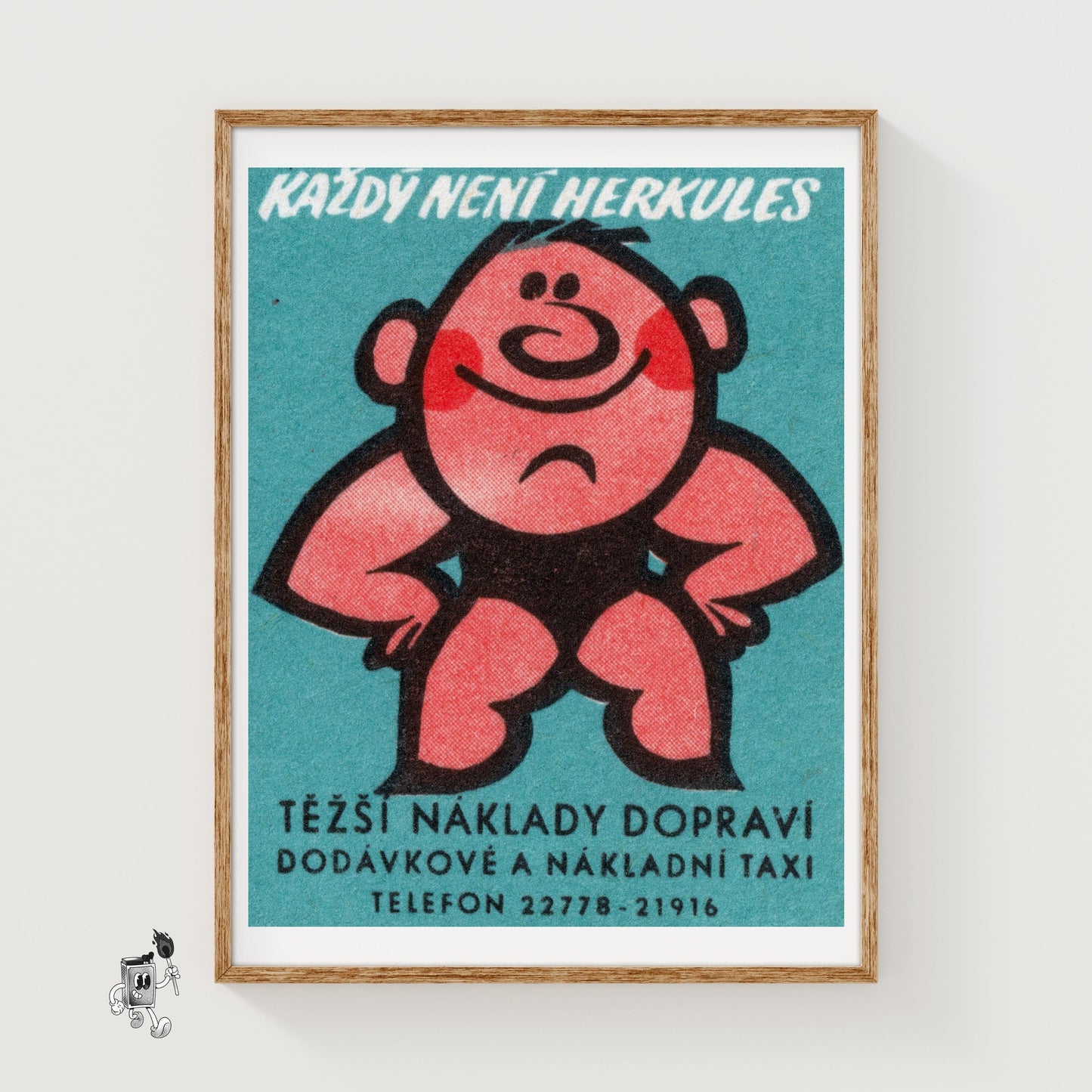 Strongman - vintage matchbox label print