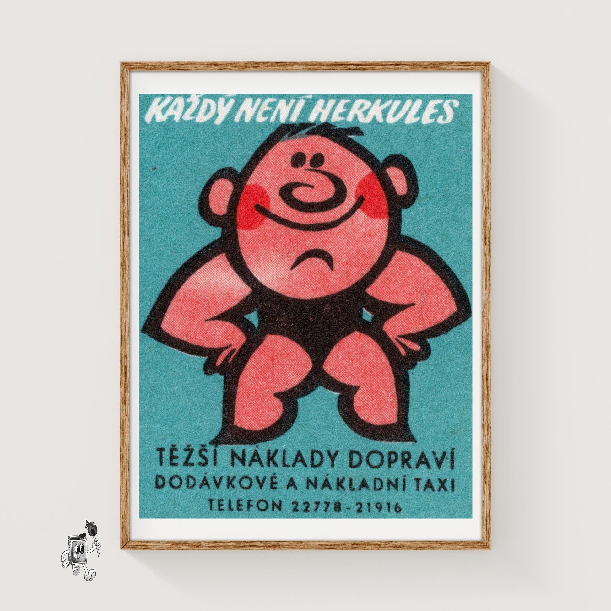 Strongman - vintage matchbox label print