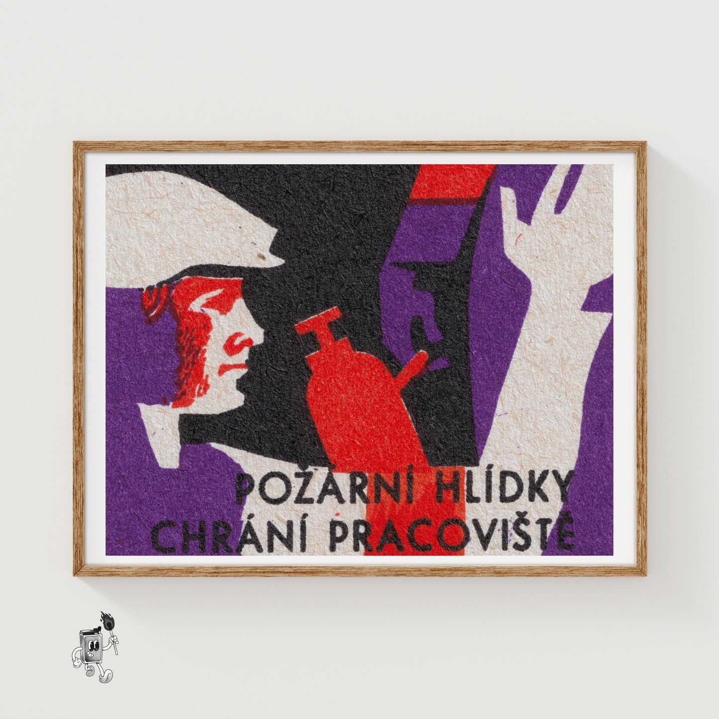 Firefighter - vintage matchbox label print