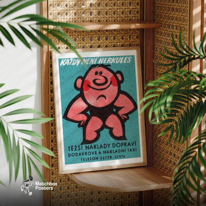 Strongman - vintage matchbox label print - office wall