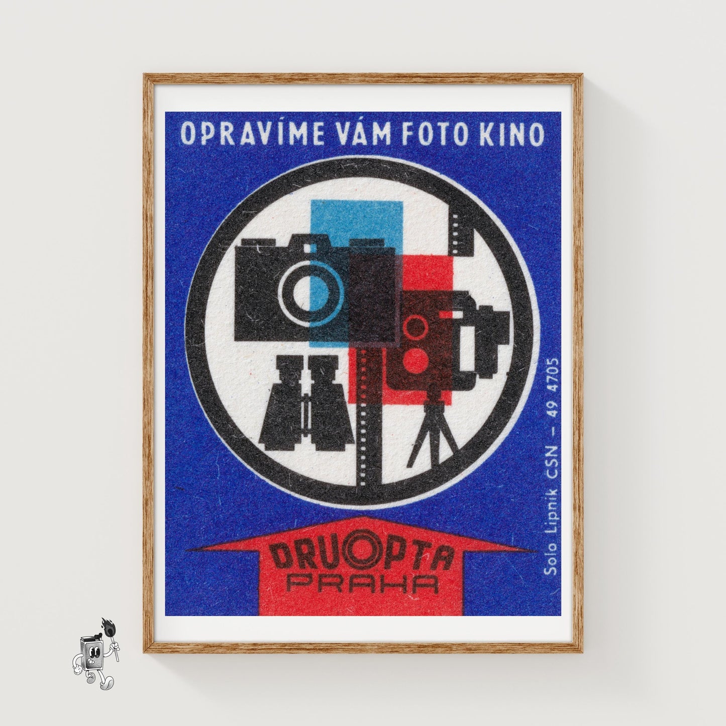 Camera and Film - vintage matchbox label print