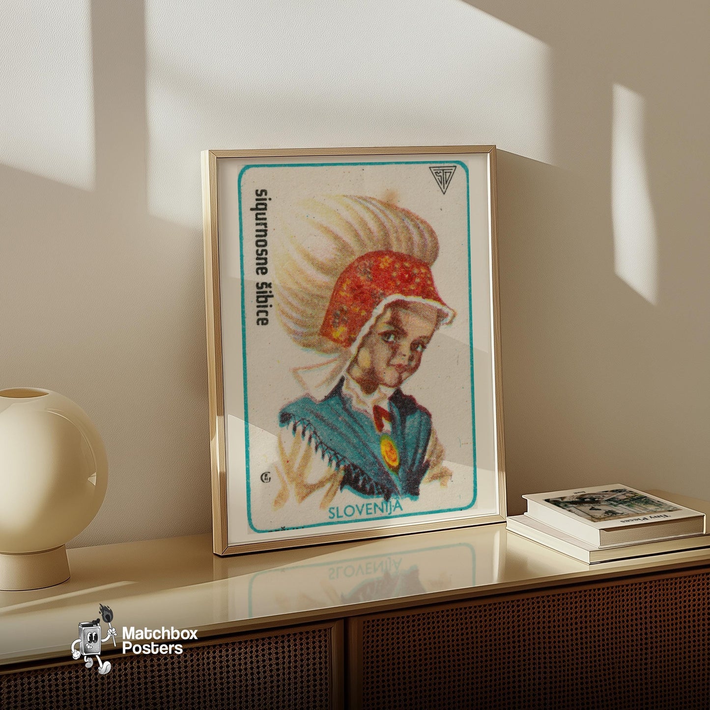 Slovenian Girl - vintage matchbox label print - size comparison