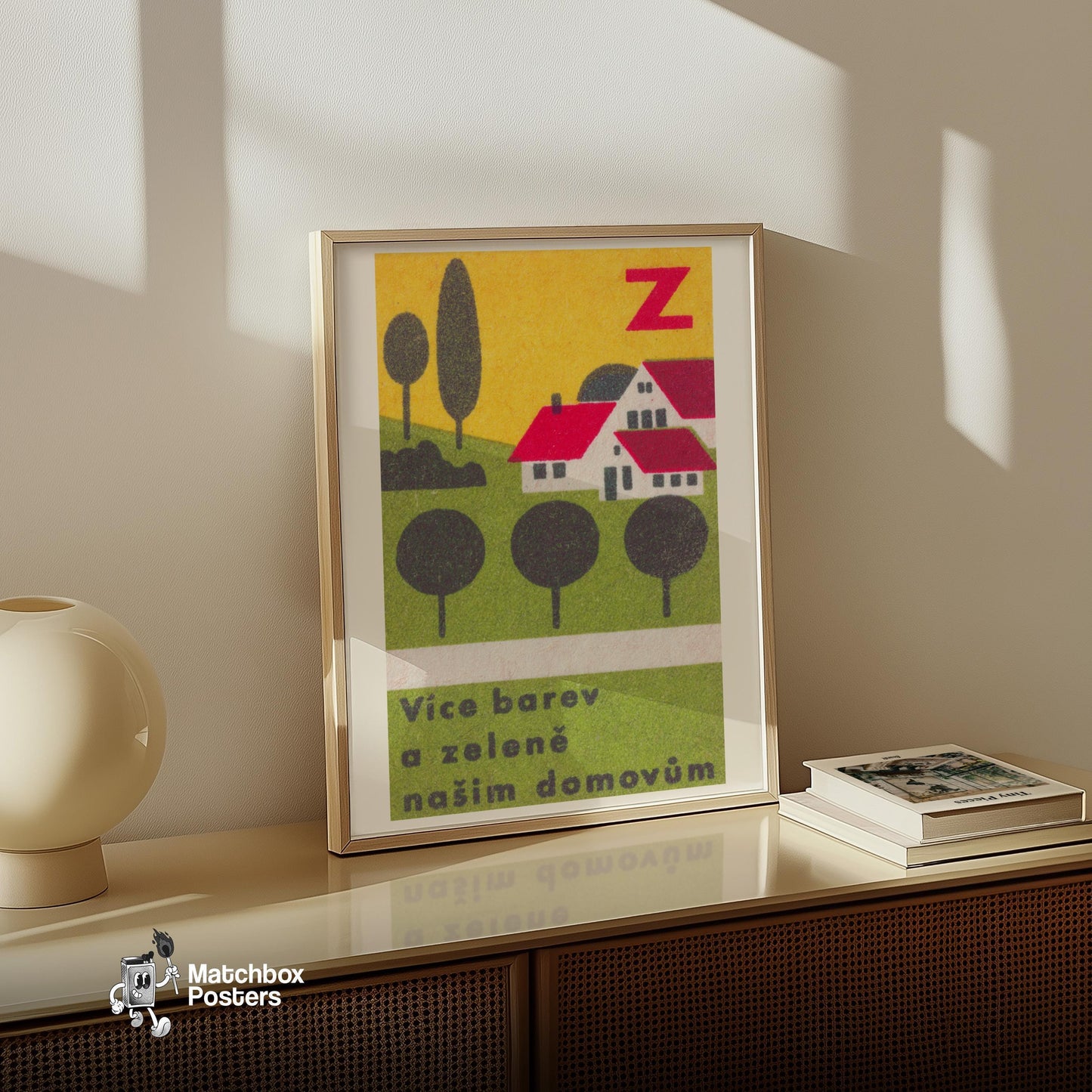 More Colors and Greenery for our Homes - vintage matchbox label print - size comparison