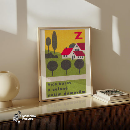 More Colors and Greenery for our Homes - vintage matchbox label print - size comparison