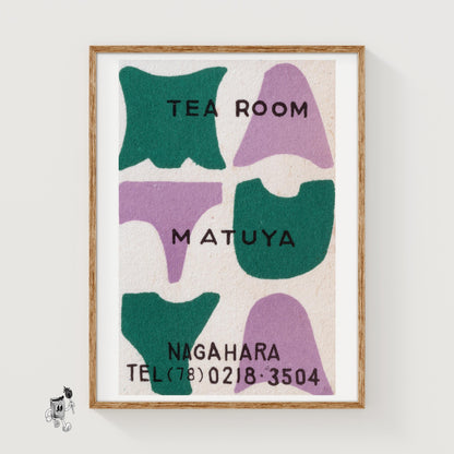 Matuya Tea Room - vintage matchbox label print