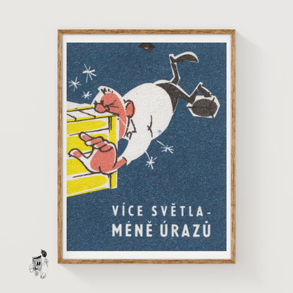 More Light, Less Injury - vintage matchbox label print