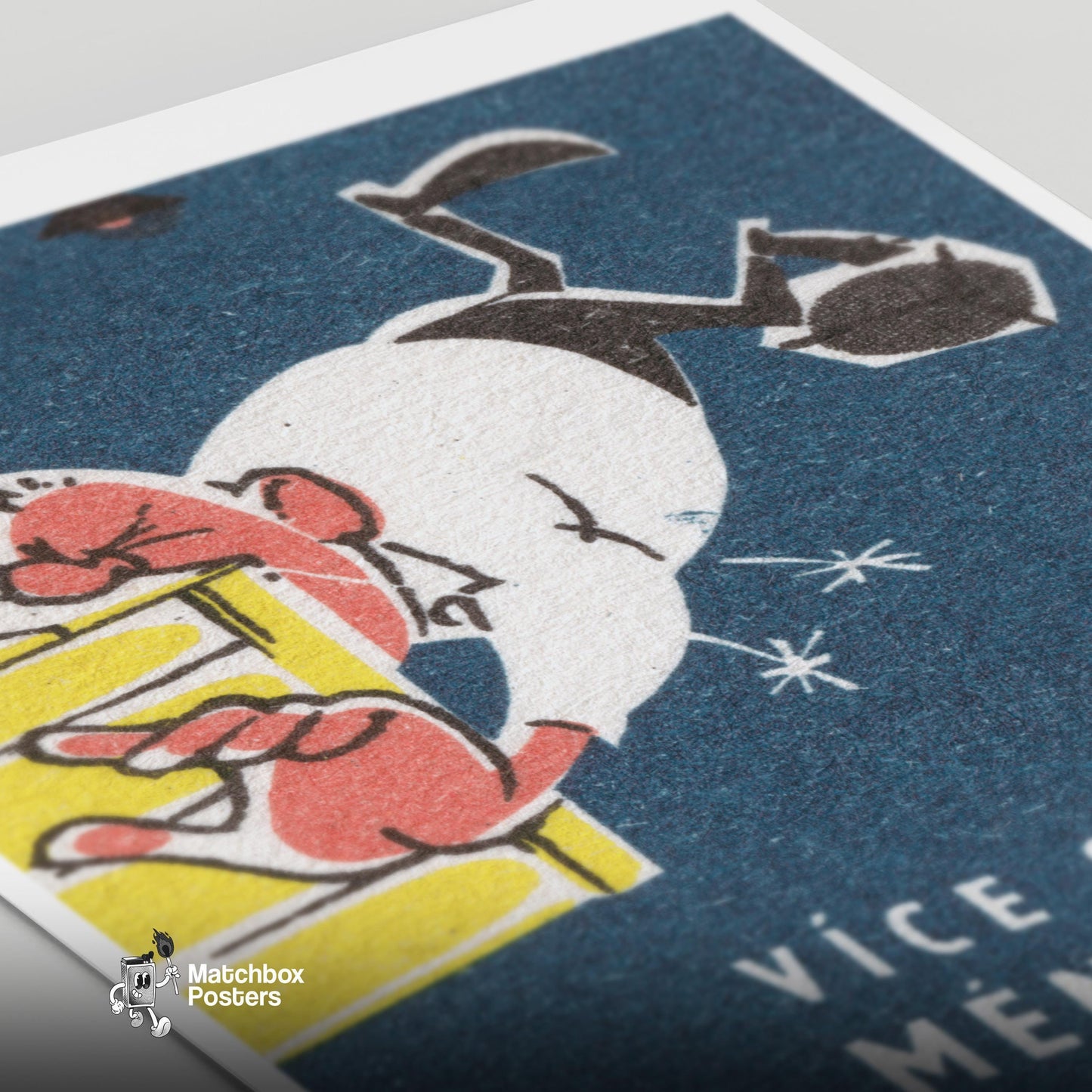 More Light, Less Injury - vintage matchbox label print - close-up detail