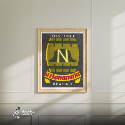 Napoleon Bonaparte Inn - vintage matchbox label print - bedroom mockup
