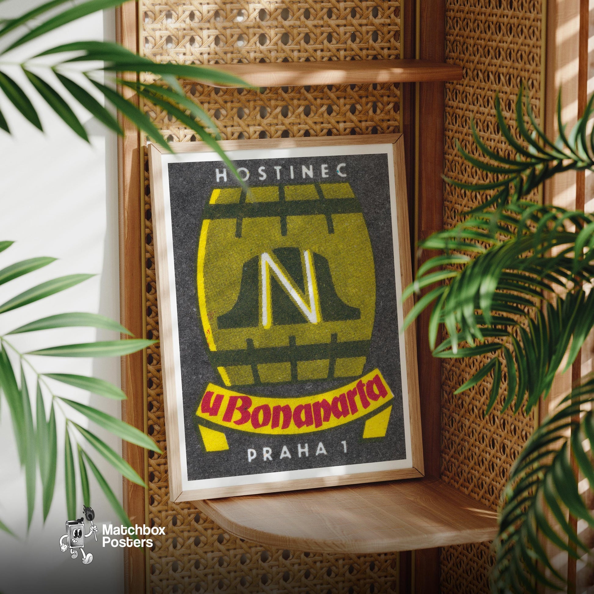 Napoleon Bonaparte Inn - vintage matchbox label print - office wall