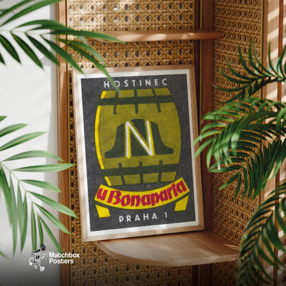 Napoleon Bonaparte Inn - vintage matchbox label print - office wall