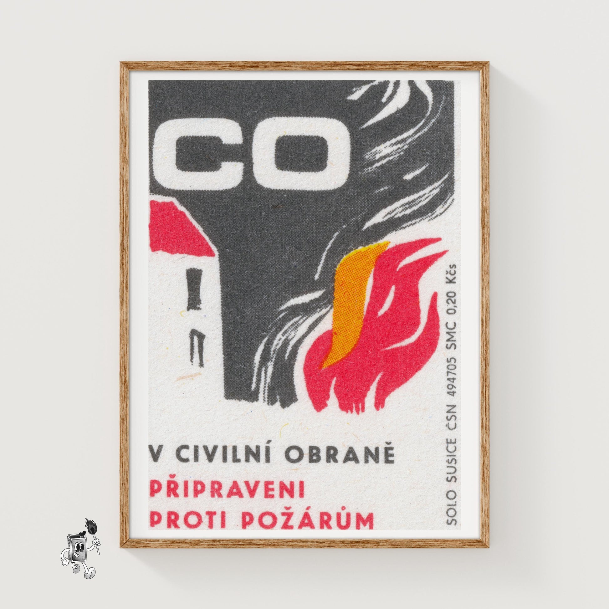 Prepare Against Fire - vintage matchbox label print