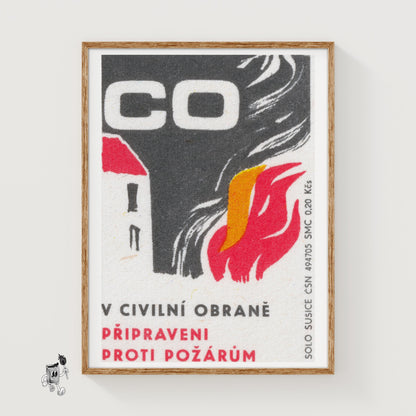 Prepare Against Fire - vintage matchbox label print