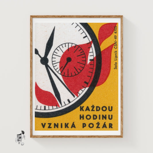 Every Hour, A Fire Starts - vintage matchbox label print