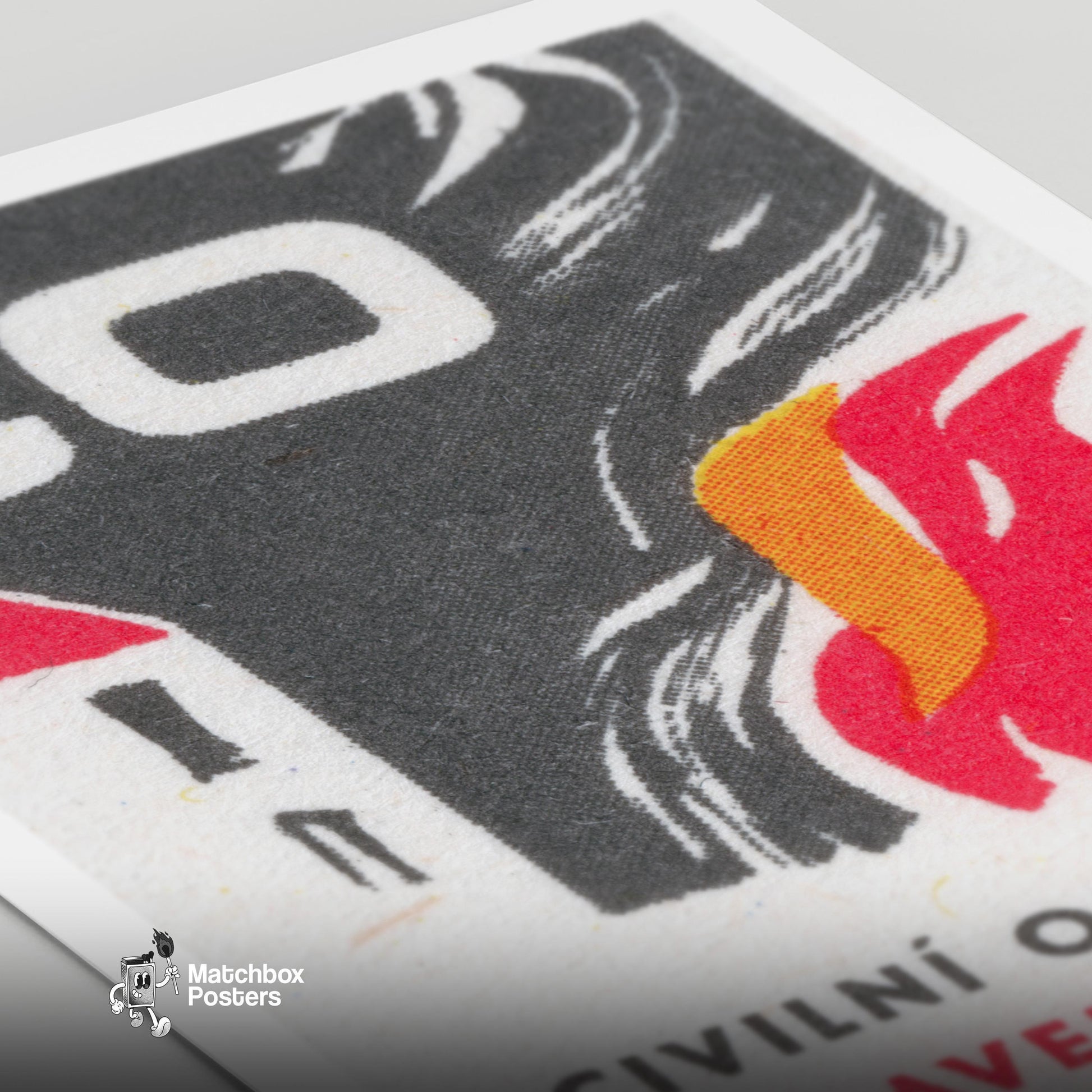Prepare Against Fire - vintage matchbox label print - close-up detail
