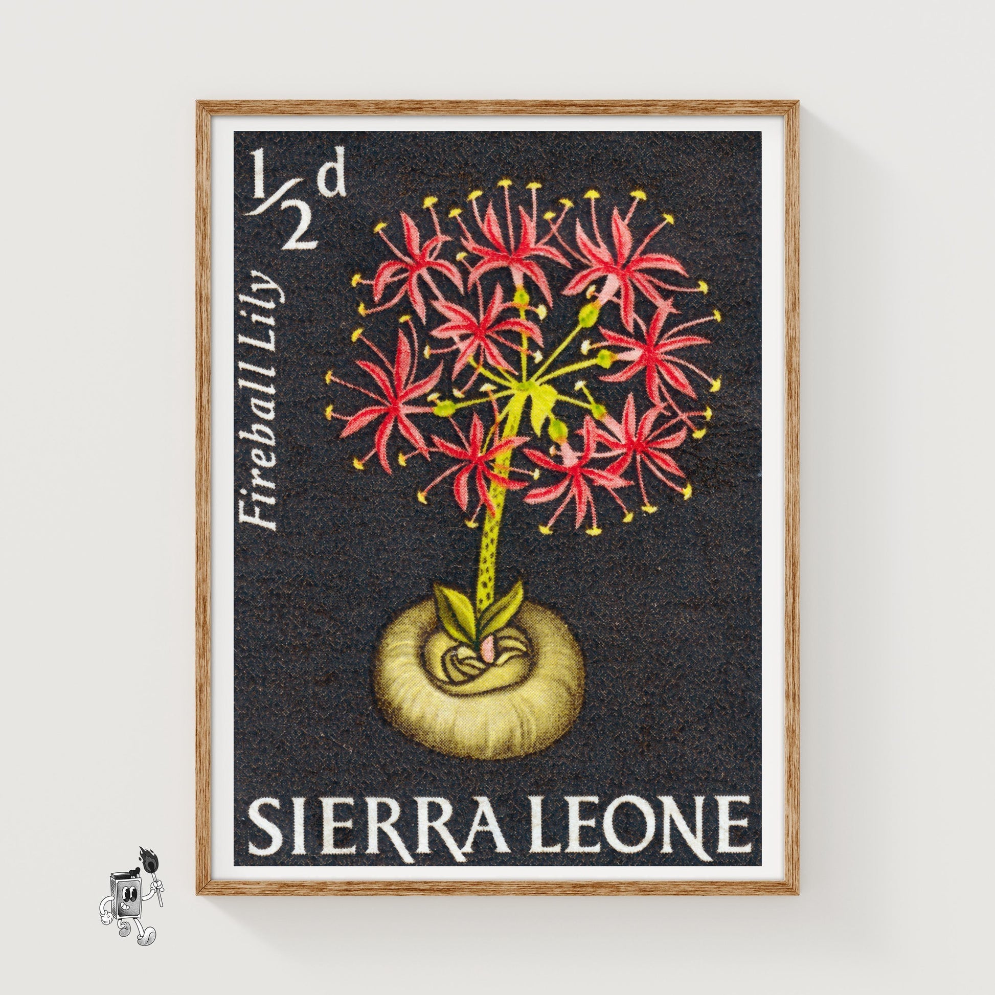 Red Flowers - vintage matchbox label print