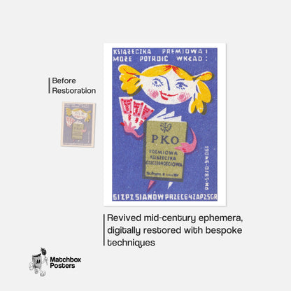 Cartoon Character Holding A Book - vintage matchbox label print - framed wall art preview