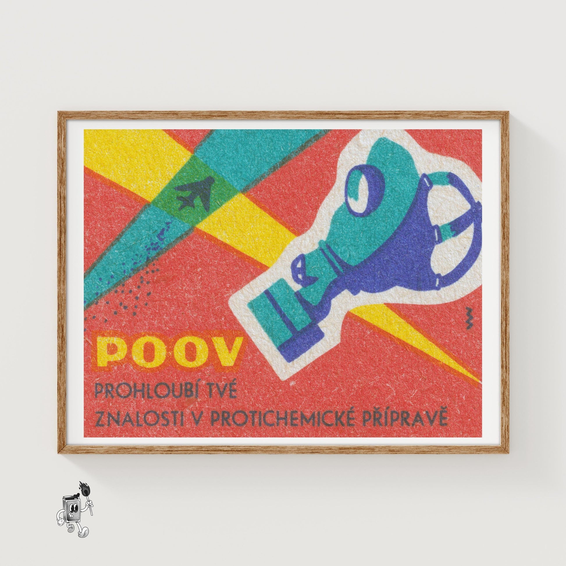 Gas Mask - vintage matchbox label print