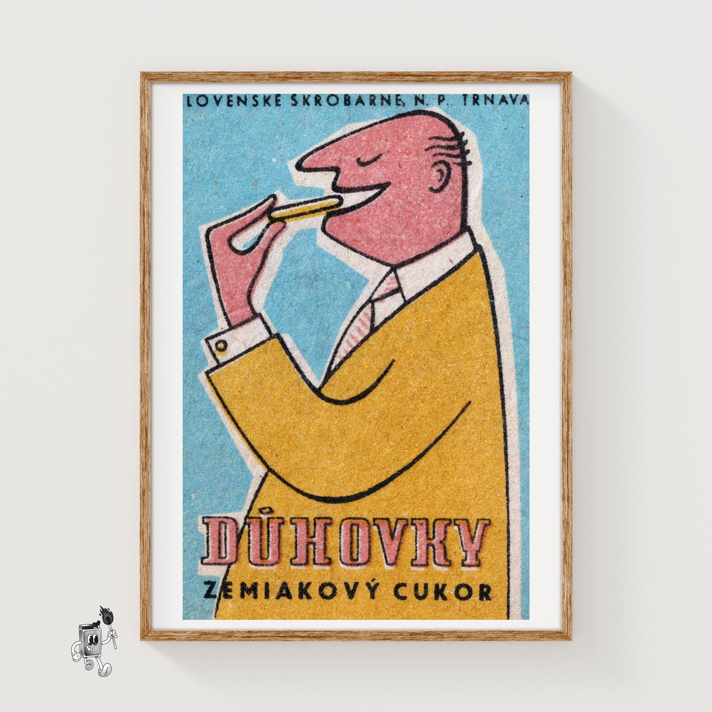 Man Eating Biscuit - vintage matchbox label print