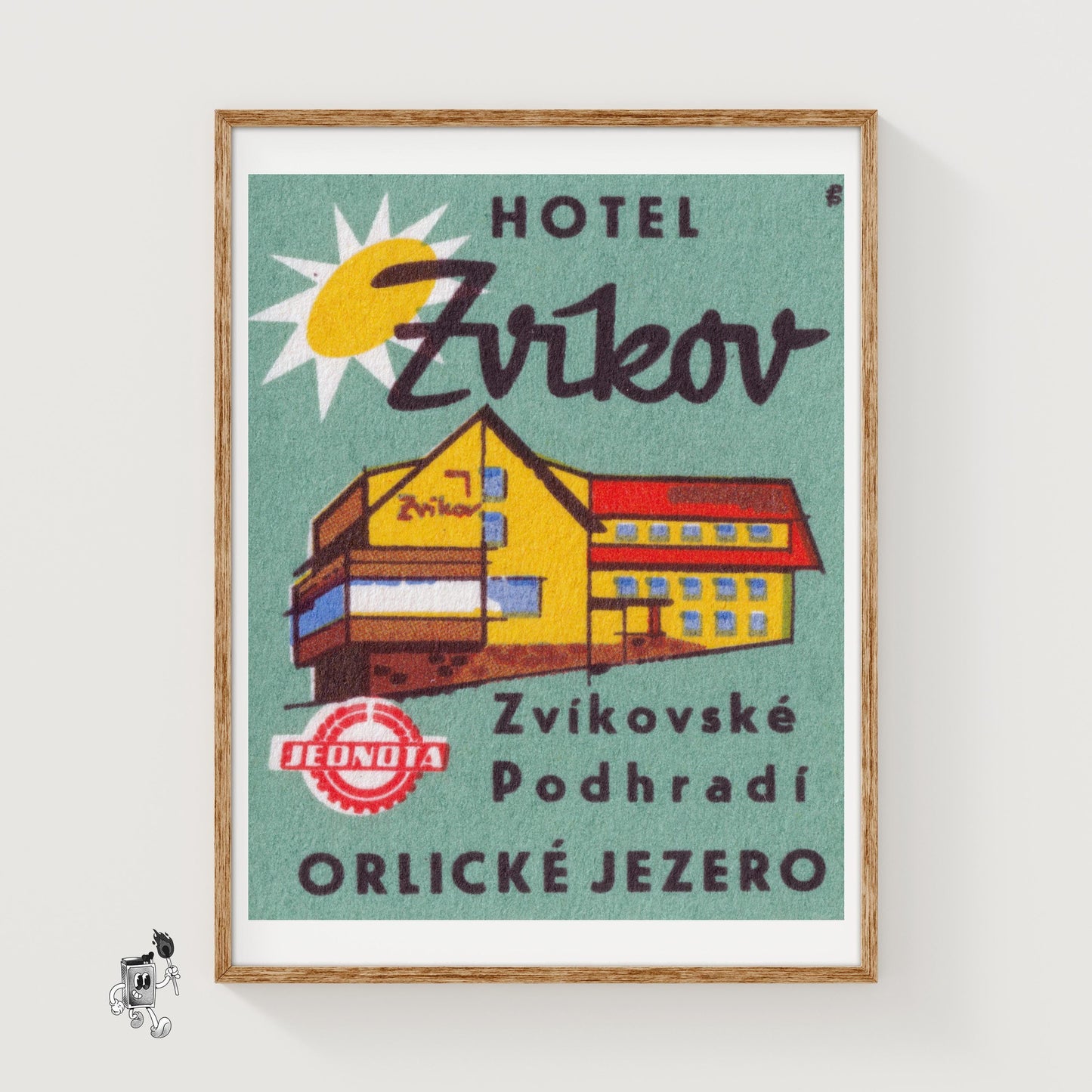 Hotel Zvikov - vintage matchbox label print