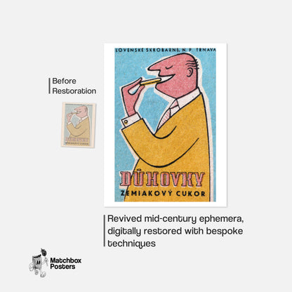 Man Eating Biscuit - vintage matchbox label print - framed wall art preview
