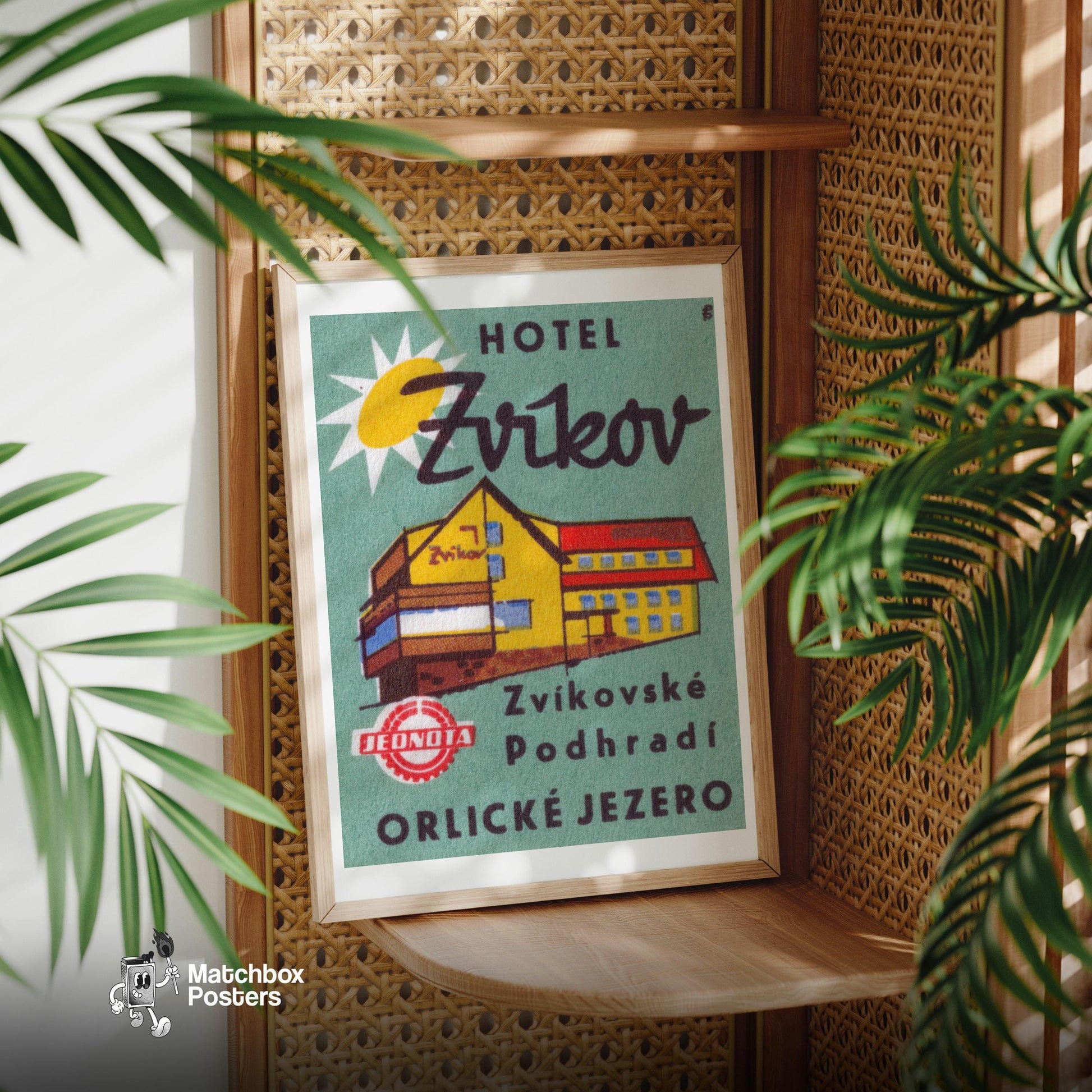 Hotel Zvikov - vintage matchbox label print - office wall