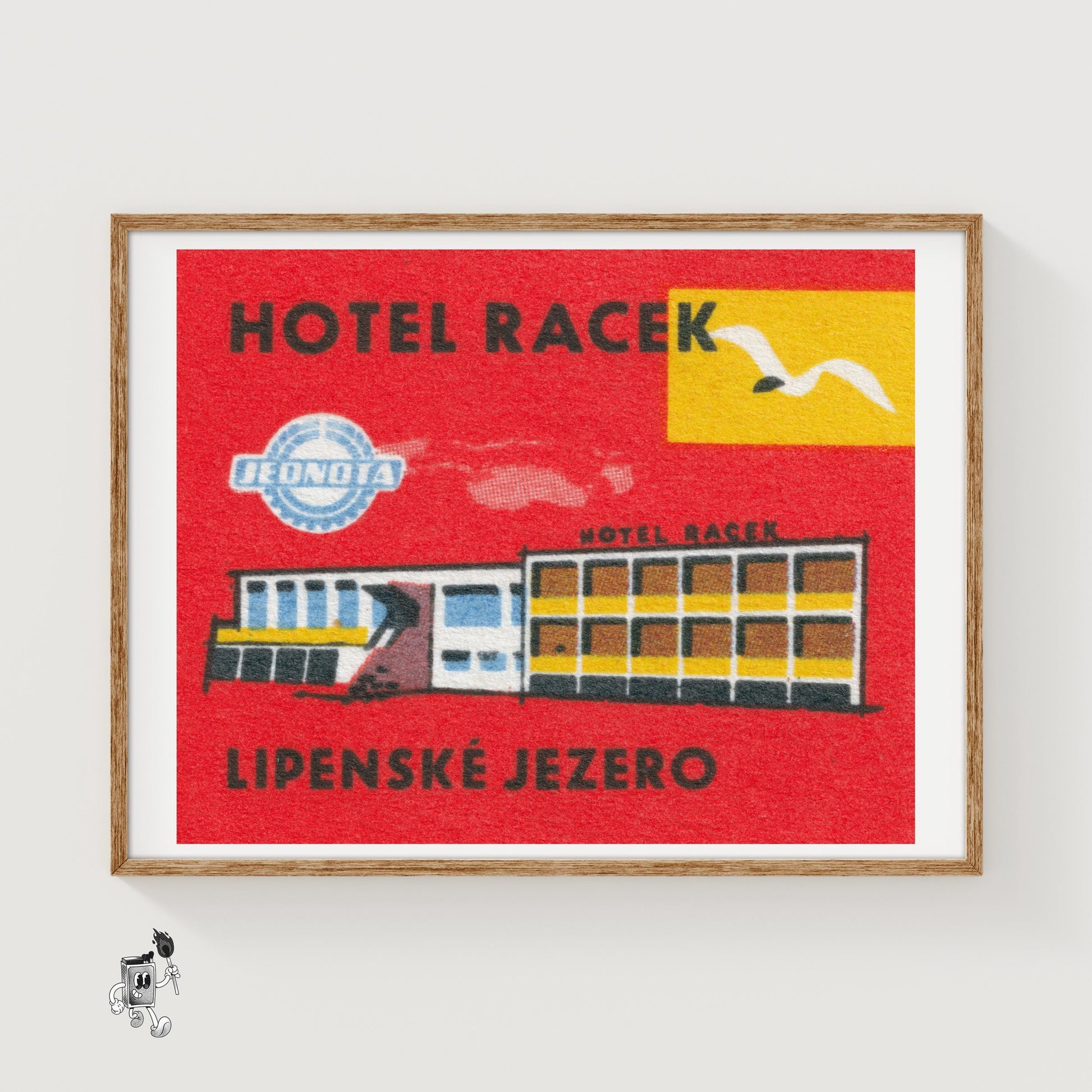 Hotel Racek - vintage matchbox label print