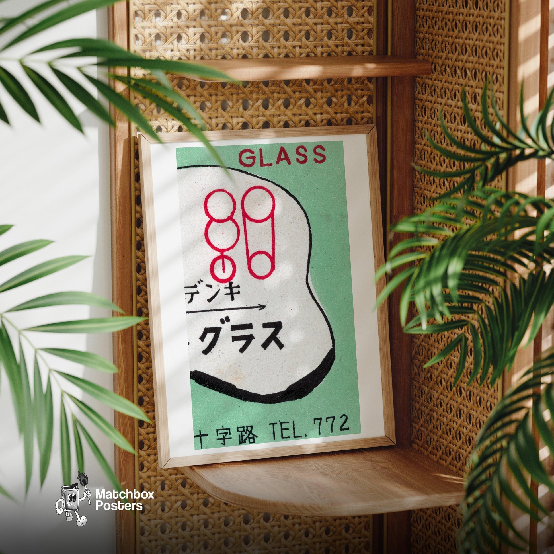 Japanese Glass Company - vintage matchbox label print - office wall