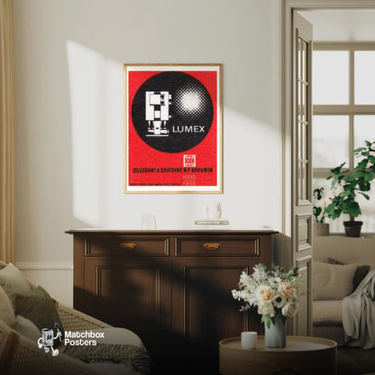 Iron Works Technology - vintage matchbox label print - living room mockup