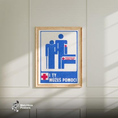 You Can Help - vintage matchbox label print - bedroom mockup
