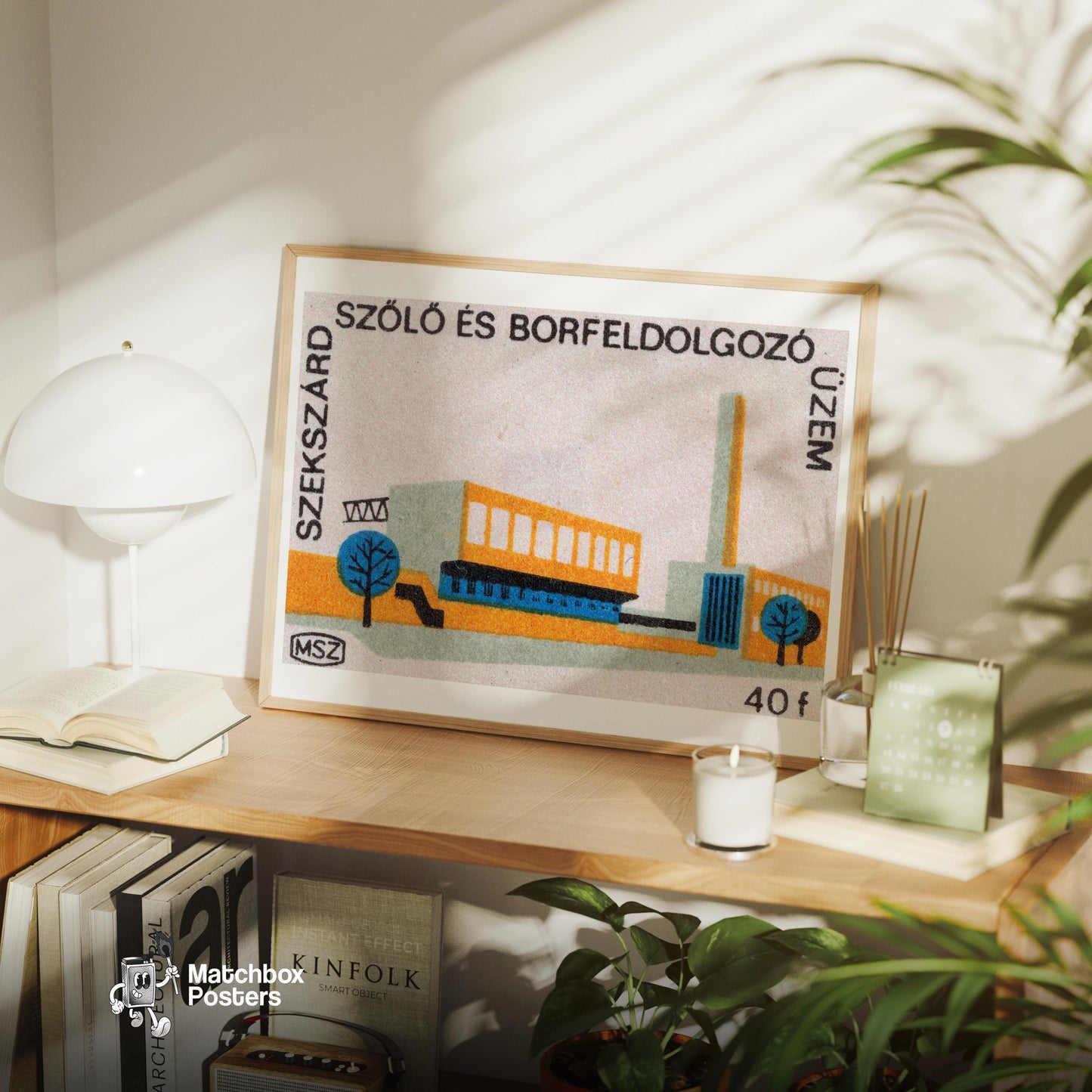 Industrial Building - vintage matchbox label print - office wall