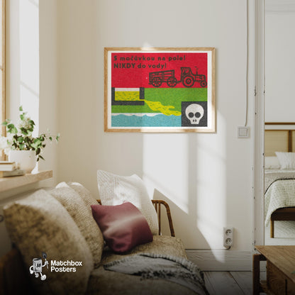 Dumping Waste Kills - vintage matchbox label print - living room mockup
