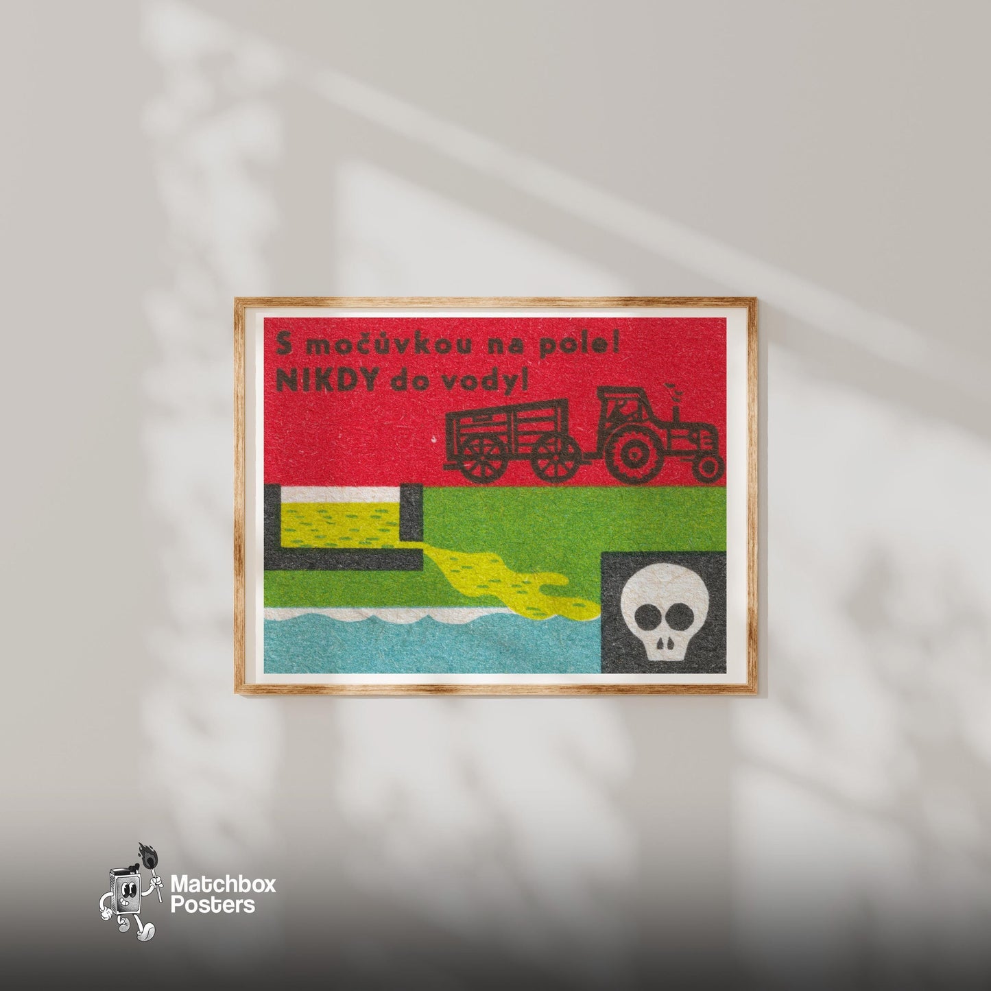 Dumping Waste Kills - vintage matchbox label print - bedroom mockup